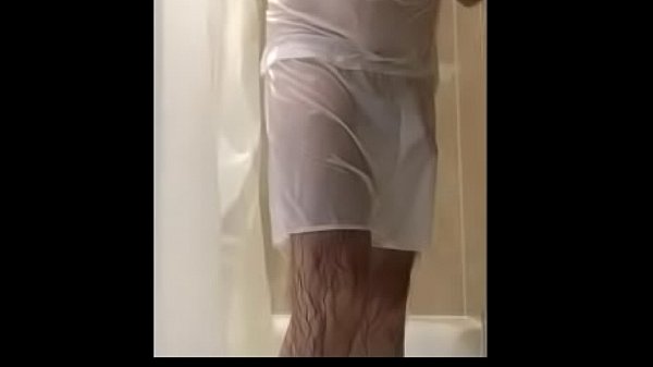 Showering and wanking in white boxer shorts