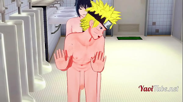 Naruto Yaoi - Naruto y Sasuke tienen sexo en el baño de la escuela y se corren en su boca y culo. Cremita anal a pelo 2/2