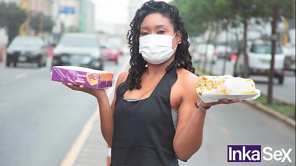 Tremendous Peruvian brunette nougat seller is caught by perverted buyer