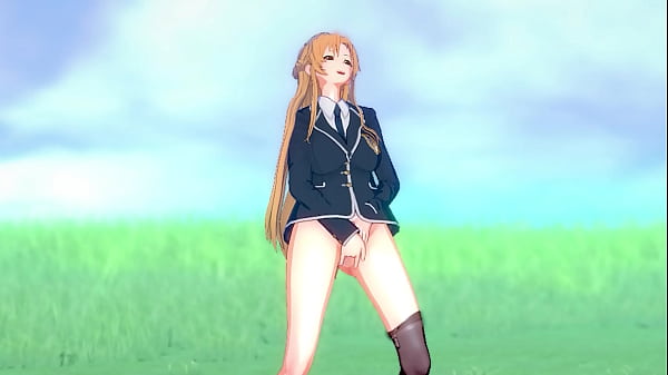 Hentai Asuna Yuuki masturbiert draußen