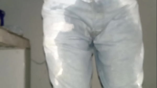 Urinated diaper with jeans and multiple orgasms