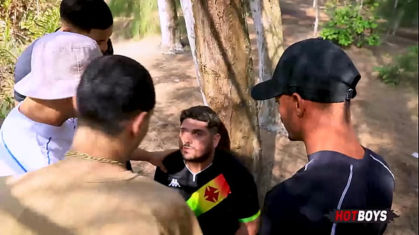 Hot gangbang in the woods!