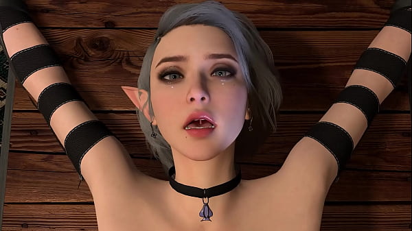 Elfa rubia caliente con grandes tetas tiene un fetiche bondage