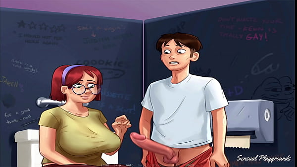 Summertime Saga | Fucking a green monster roleplay nerd bbw handjob by busty classmate