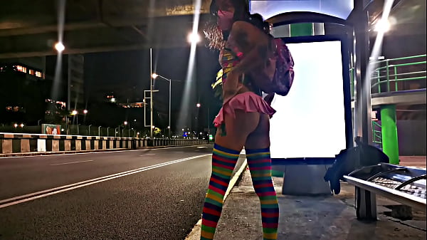 They tear this tranny schoolgirl's panties and fuck her in all fours and shower her with semen