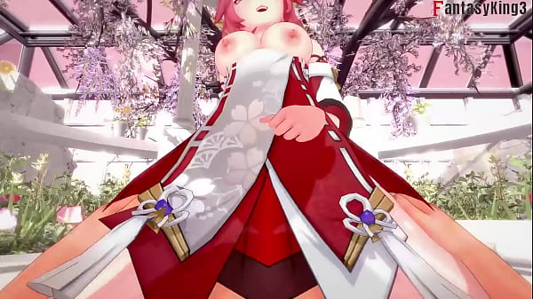 Yae Miko Teniendo sexo | 2 | Impacto de Genshin | Versión POV completa y completa en PTRN y Sheer: Fantasyking3 (madrastra, ahegao chica de cabello rosa)