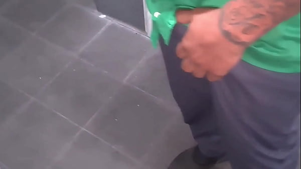 Naked at the gas station, the attendant couldn't stand it and put his dick in the little bitch