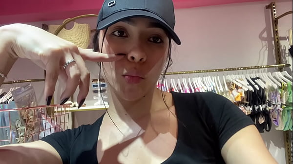 Surprised hot slut caught trying on bikini with her perfect tits and big ass