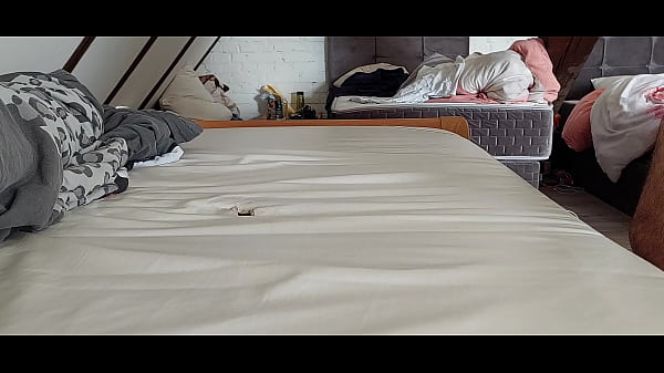 I fuck the hole in the mattress and fill it with sperm