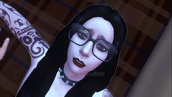 Gótica culona con enormes tetas se encuentra con un vaquero para aprender a montar / Animación Blender