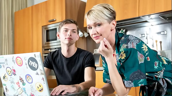 Shaming Mom'_s Gorgeous Mature Friend into Kinky Sex on Kitchen Table