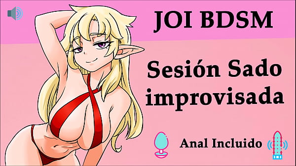 JOI hentai, sesión de sado improvisada, voz en español.