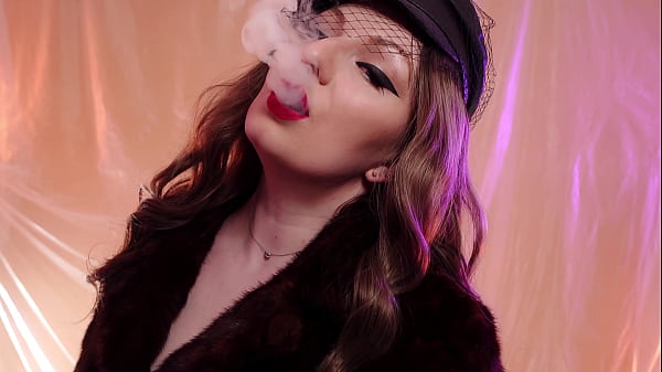 ASMR: fur coat, leather gloves, vaping