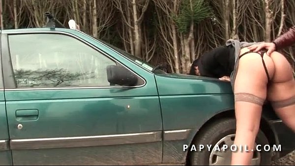 Grandpa fucks a big naughty girl with a friend who sodomizes her in the car